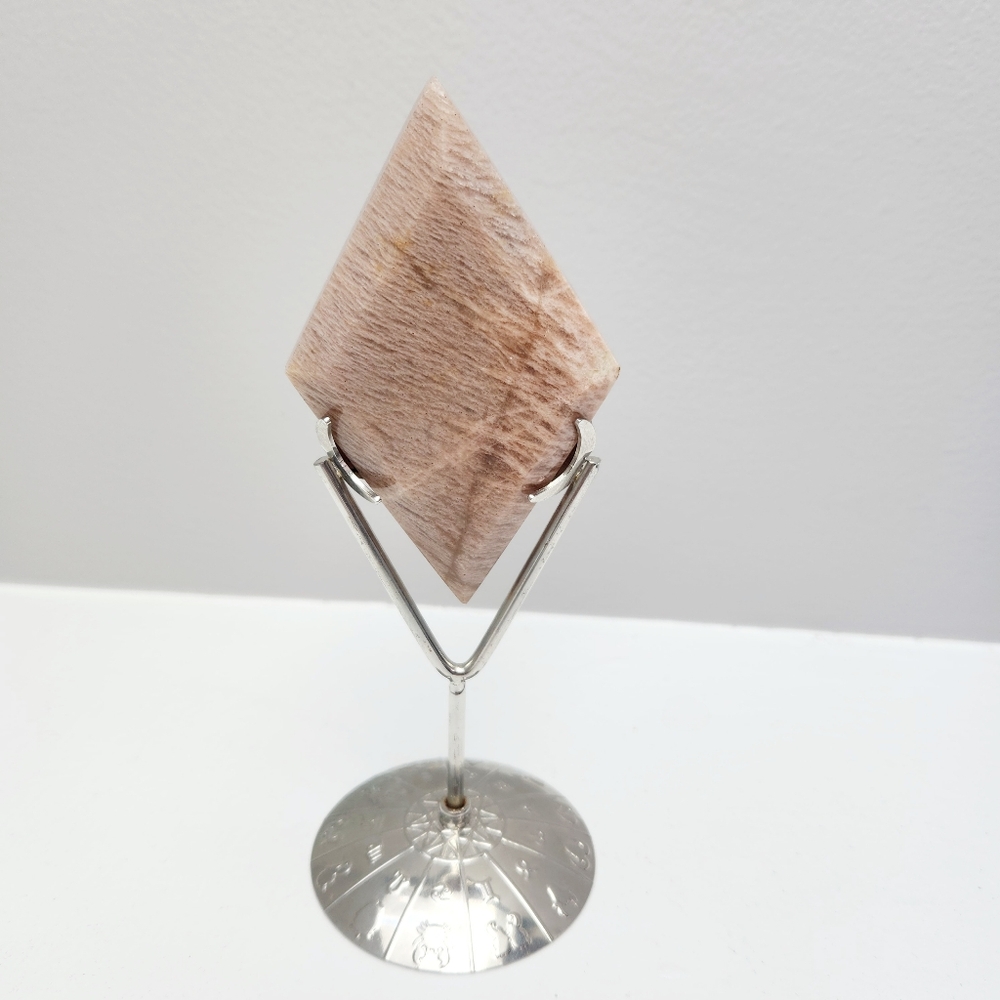 RARE pink amazonite diamond carving with silver stand - crystals gemstone rock - Picture 5 of 12